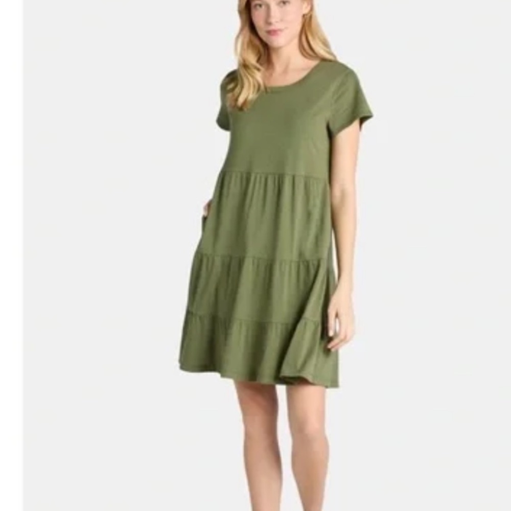 Time and Tru Olive Green Dress With Pockets